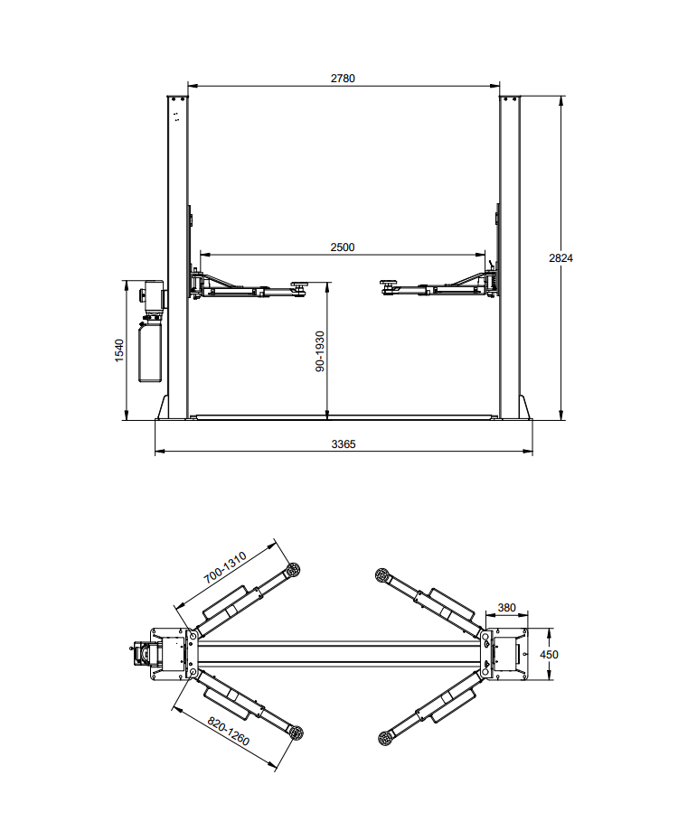 SM-4000+ 2-column lift 4000kg SMART EQUIPMENT 230/400V