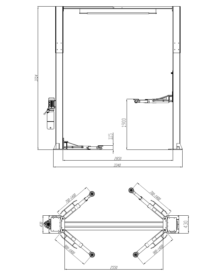 JH-4000C+ 2-pillar lift 4000kg SMART EQUIPMENT/230/400V