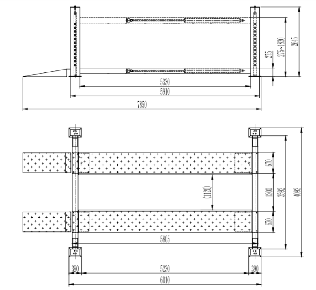 4-column 12T lift for commercial vehicles with even platforms NORTEC PRO