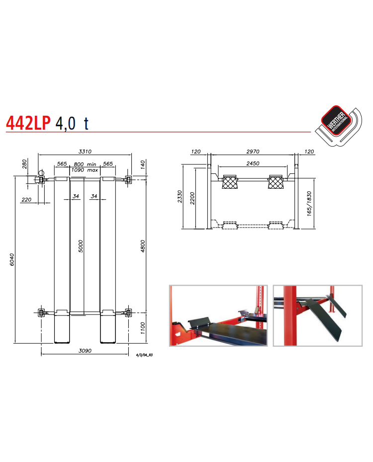 4-column lift 4000kg WERTHER/400V