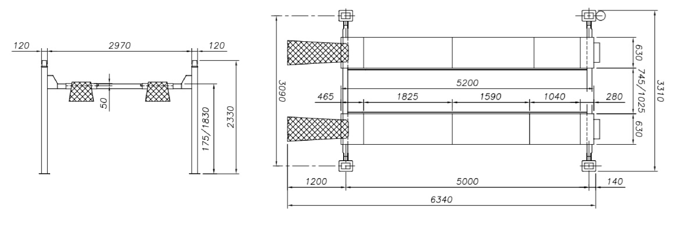 4-post lift 4000kg for wheel alignment WERTHER/400V