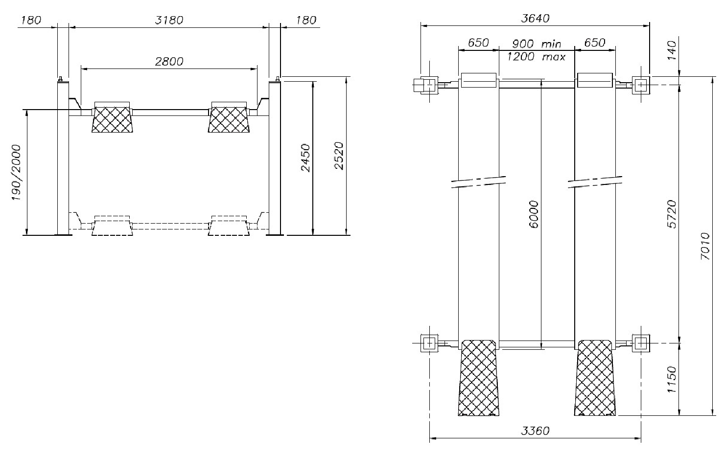 4-column lift 6000kg WERTHER/400V