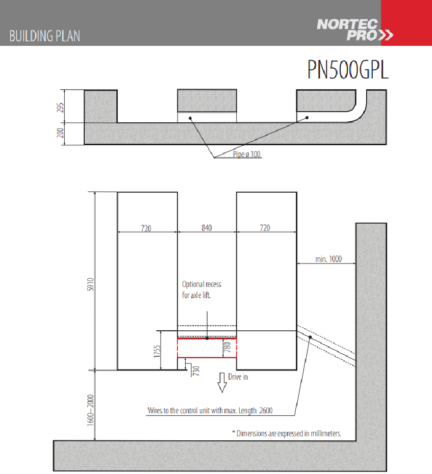 Scissor lift for wheel alignment work NORTEC PRO PN500GPL