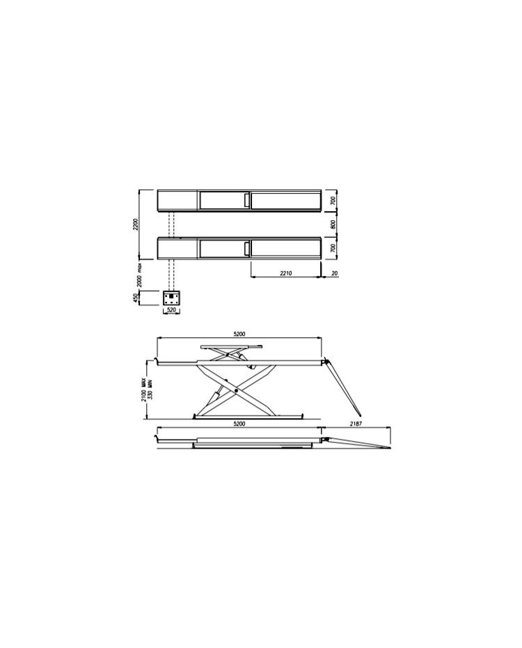 Scissor lift with recessed version wheel geometry WERTHER EV50 ATLT 5.0T