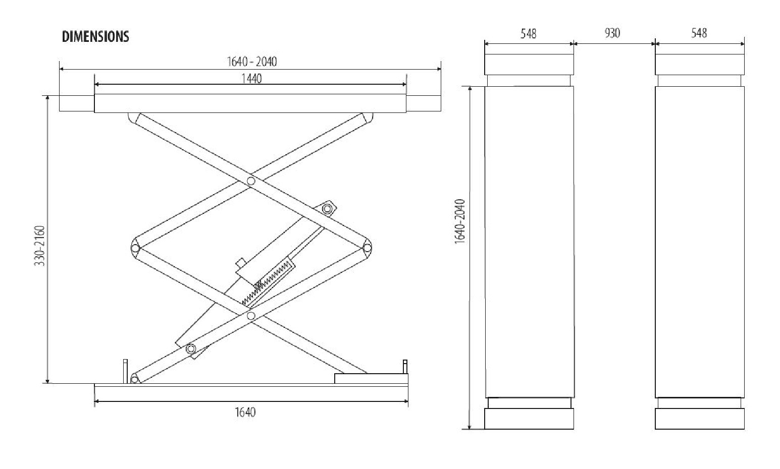Scissor lift, recessed version, Grubber XL300I-E2 3.0T