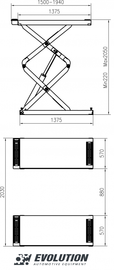 Scissor lift deep version EVOLUTION S35-IN 3.5T