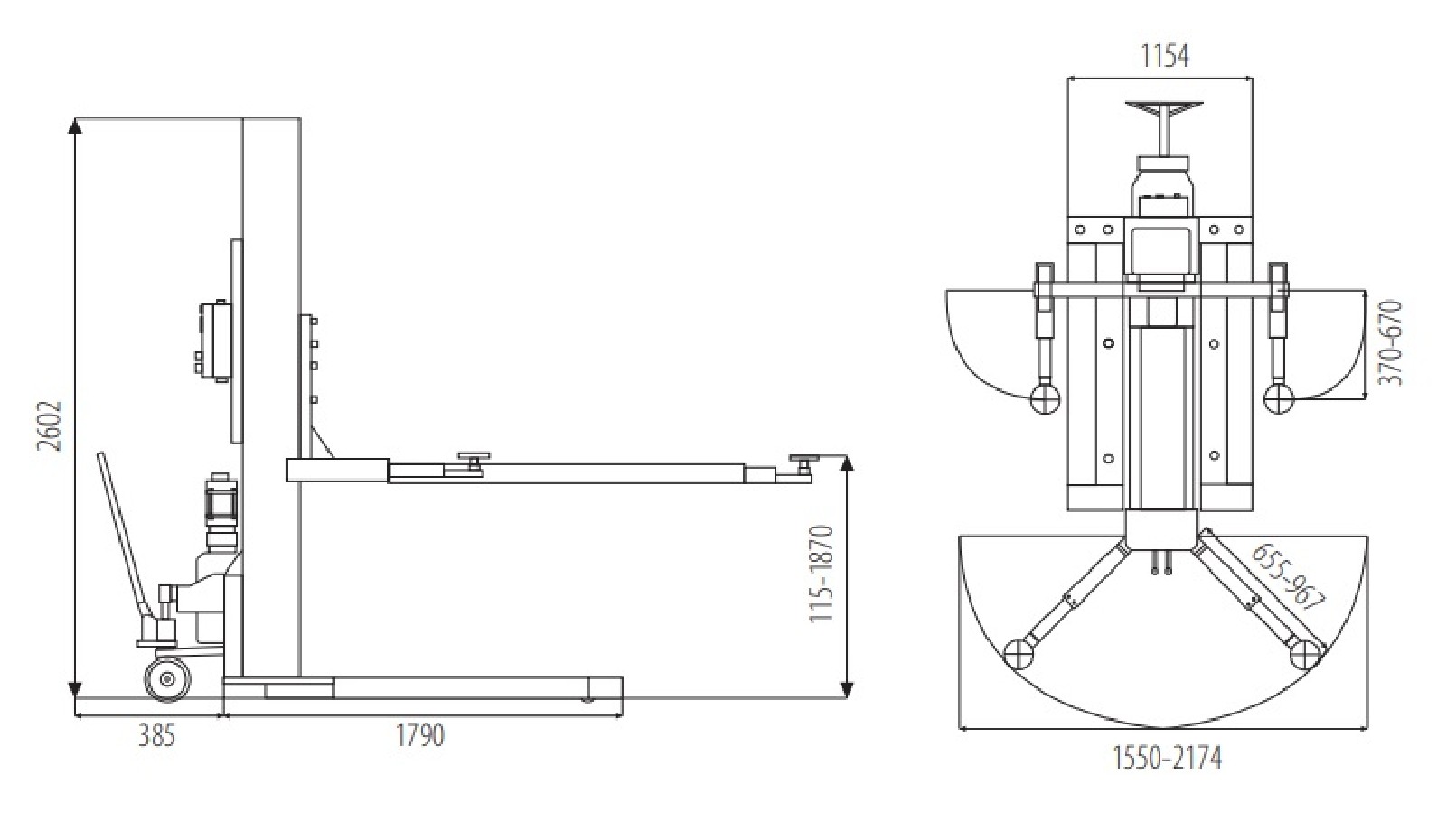 Mobile single-column lift NORTEC PRO PJ2500M